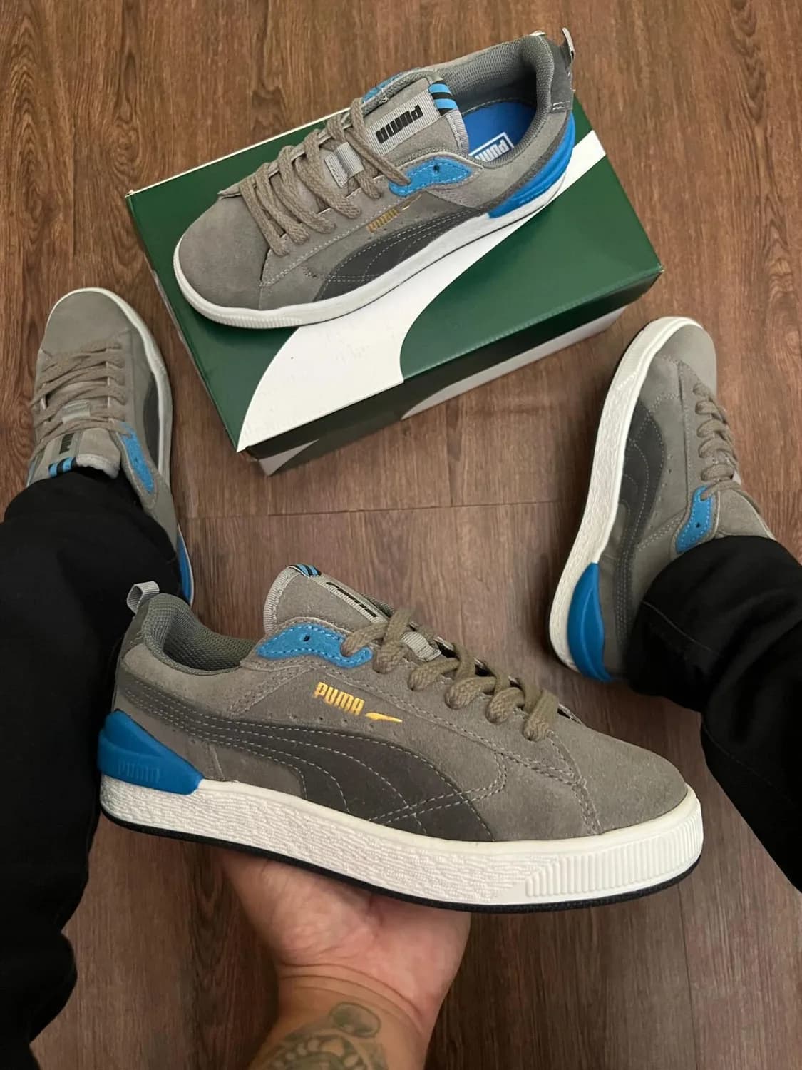 Puma Suede cinza e azul
